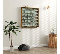 Vitrina Homcom para Colección, Mueble de Exhibición Montado en la Pared de 80 x 9.5 x 83 cm con 6 Estantes Ajustables en Altura y 2 Puertas de Vidrio Deslizantes, Marrón, para Colección de Figuras y