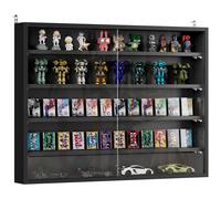 Vitrina HOMCOM para exhibición de figuras en miniatura y coches, 80x9,5x60 cm, con 4 estantes ajustables en altura y 2 puertas correderas de vidrio, color negro