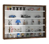 Vitrina HOMCOM para exhibición de figuras en miniatura y coches, 80x9,5x60 cm, con 4 estantes ajustables en altura y 2 puertas correderas de vidrio, color marrón