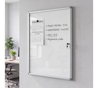 Vitrina HWC-Q51, pizarra magnética, pizarra blanca, tablón de anuncios, aluminio con cerradura, incluye accesorios, 95 x 68 x 7 cm