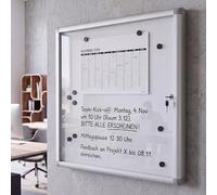 Vitrina HWC-Q51, pizarra magnética, pizarra blanca, tablón de anuncios, aluminio con cerradura, incluye accesorios 65 x 68 x 7 cm
