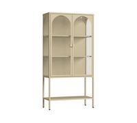 Vitrina klippestad con 2 puertas arqueadas acero 160x80x35cm camel [en.casa]