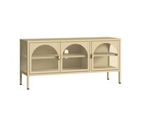 Vitrina klippestad con 3 puertas arqueadas acero 118x35x55cm camel [en.casa]