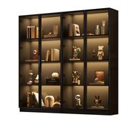 Vitrina LED 160x40x160 almacenamiento negro 4 puertas vidrio estantes ajustables