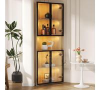Vitrina LED STILVORA, diseño compacto de 62x32x160 cm, vitrina de esquina con cristal templado y construcción hermética al polvo, vitrina para colecciones con iluminación LED integrada y bisagras de c