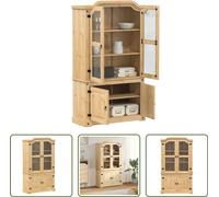 Vitrina Living Store Corona, 103,5 x 42 x 180 cm, fabricada en madera maciza de pino