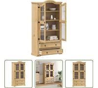Vitrina Living Store Corona, 99x43x187 cm, fabricada en madera maciza de pino