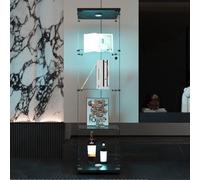 Vitrina negra - 164 cm - Mueble moderno con 4 estantes de vidrio templado e iluminación LED