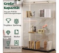 Vitrina - Negra - Puertas de cristal - 123,3 x 78,5 x 35 cm - Con iluminación LED
