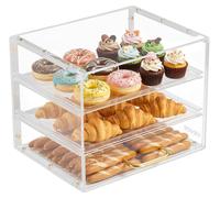 Vitrina para pastelería VEVOR, de 3 niveles, vitrina comercial para panadería fabricada con acrílico transparente, vitrina de mostrador con puerta abatible y panel divisor desmontable, ideal para gall