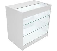 Vitrina refrigerada K900, color blanco, iluminación LED, puertas correderas con cerradura, estanterías de 3 niveles, dimensiones: 90x90x60 cm