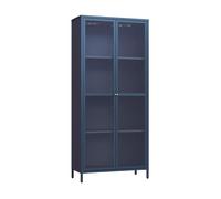 Vitrina säkylä con puertas de cristal 3 estantes 180x80x35 cm azul marino [en.casa]