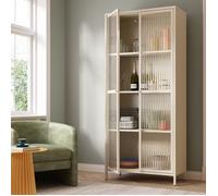 Vitrina säkylä con puertas de cristal 3 estantes 180x80x35 cm camel [en.casa]