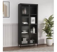 Vitrina säkylä con puertas de cristal 3 estantes 180x80x35 cm negro [en.casa]