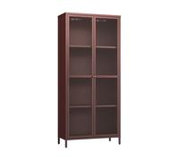 Vitrina säkylä con puertas de cristal 3 estantes 180x80x35 cm rojo burdeos [en.casa]