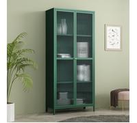 Vitrina säkylä con puertas de cristal 3 estantes 180x80x35 cm verde abeto [en.casa]