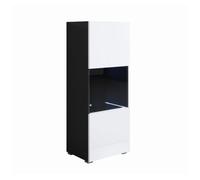 Vitrina salón comedor negro/blanco 40x29x128 1 puerta led luke v3 muebles bonitos