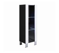 Vitrina salón comedor negro/blanco 40x29x138 1 puerta led luke v2 muebles bonitos