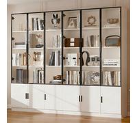 Vitrina STILVORA de 240x32x200 cm con 6 puertas e iluminación LED. Vitrina de pie fabricada en MDF con puertas de cristal de cierre suave y capacidad de carga de 30 kg. Mueble alto con múltiples espac