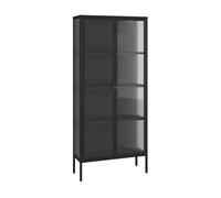 Vitrina vinterhavn con 2 puertas 4 compartimentos acero 180x80x35cm negro [en.casa]
