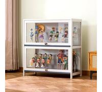 Vitrine en verre de Hynbdes, Vitrina, escaparate, Estructura sólida, Sellado y a Prueba de Polvo, Adecuado para Varios escenarios (Dos Capas de Blanco 60 * 33 * 73 Transparente en Tres Lados)