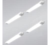 Viugreum 4 Packs Luz de LED 120cm Conectable, IP66 Impermeable 40W 4000LM Blanco Neutro 4500K, Lámpara Fluorescente LED con Cadena Suspendida, Luz Led Neón de Techo de Garaje para Taller,Baño,Oficina
