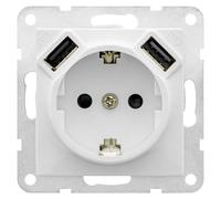 Viva Enchufe con USB (Blanco, Plástico, 16 A)