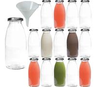 Viva Haushaltswaren - Botellas de Cristal (/Botellas de Leche 250 ml con Rosca Plateadas - Incluye Embudo, Vidrio, Deckel Silber, 15 x 250ml