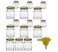 Viva Haushaltswaren G1140050/15T/X - Lote de 15 minitarros de Mermelada (50 ml, Embudo Amarillo)