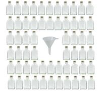 Viva Haushaltswaren - Juego de Botellas pequeñas de Cristal (60 Unidades, 100 ml, tapón de Rosca, rellenables, Incluye Embudo, 7 cm de diámetro)