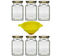 Viva Haushaltswaren - Juego de tarros de Cristal (6 Unidades, 260 ml, tapón de Rosca, Forma Hexagonal, Incluye Embudo)