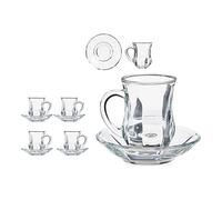 Vivalto Juego de Tazas con Platos Liso Cristal Transparente (125 ml) (8 pcs)