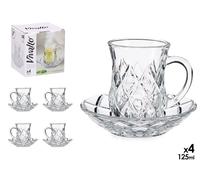 Vivalto Set de 12 Tazas de Vidrio con Plato Diseño Rombos 125ml