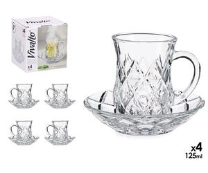 Vivalto Set de 12 Tazas de Vidrio con Plato Diseño Rombos 125ml