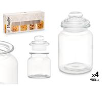 VIVALTO Set de 4 Tarros de Vidrio con Tapa de 900ml