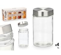Vivalto Set de 4 Tarros Redondos con Tapa de Acero 1L