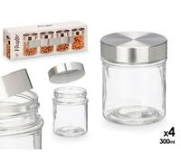 VIVALTO Set de 4 Tarros Redondos con Tapa de Acero 300ml