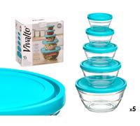 VIVALTO Set de 5 Fiambreras Redondas Azul
