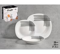 Vivalto Set de Vajilla Cuadrada Líneas de 18 Piezas