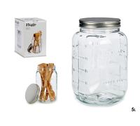 Vivalto Tarro Multiusos de Cristal con Tapa de Acero 5L (Pack de 6)