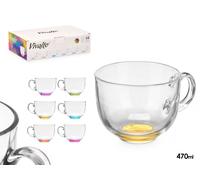 Vivalto Tazón de Desayuno Jumbo Cristal Base Color 470ml