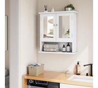 VIVCA Mueble de baño con espejo blanco con estante ajustable para lavandería y cocina