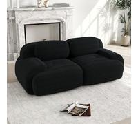 VIVCA Sofá Loveseat de 82 pulgadas, modular combinable con reposabrazos curvados y base antideslizante, acolchado de alta elasticidad para salón, dormitorio y cine en casa, color negro