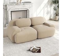 VIVCA Sofá Loveseat de pana de 82 pulgadas, modular combinable con reposabrazos curvados y base antideslizante, acolchado de alta elasticidad para salón, dormitorio y cine en casa, color beige