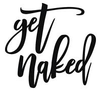 Vivegate Letrero con texto en inglés "Get Naked" para decoración de pared de baño, letras de metal negro (grande, 46 x 64 cm)