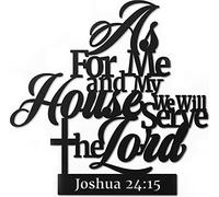 Vivegate Letrero de metal con texto en inglés "As For Me And My House", versículos de la Biblia, decoración de pared cristiana As For Me And My House (negro 02)