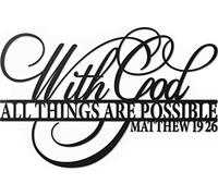 Vivegate Letrero de metal con texto en inglés With God All Things Are Possible, 45,7 x 30,5 cm, escritura religiosa, versículos bíblicos cristianos negros de la Biblia Everthing Is Possible with God