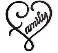 Vivegate Letrero de pared de metal con corazón infinito de familia de 12.5 x 11.5 pulgadas, color negro, letrero de amor familiar pequeño para decoración de pared del hogar, arte decorativo