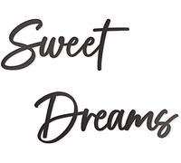 Vivegate Sweet Dreams - Letrero de metal para decoración de pared, 35 x 8 pulgadas, color negro, moderno, para colgar encima de la cama, decoración de pared para dormitorio
