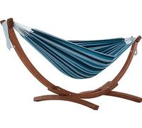 Vivere C8SPCT-34 - Doble algodón Hamaca con Madera de Pino Maciza ARC función Atril - Blue Lagoon